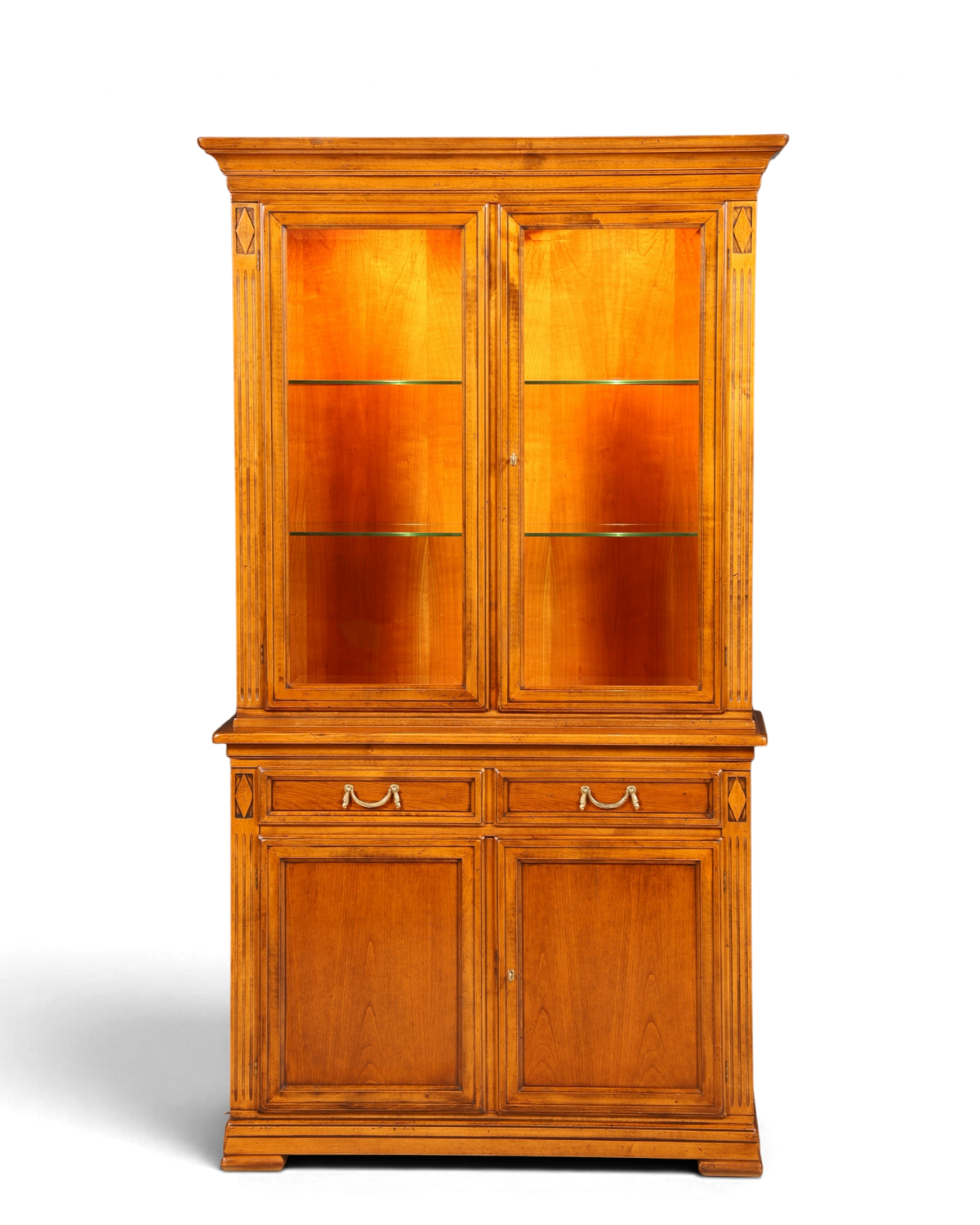 Hauptstadt Möblerei Selva Vitrine Villa Borghese aus massivem Holz mit Innenbeleuchtung im antiken Stil
