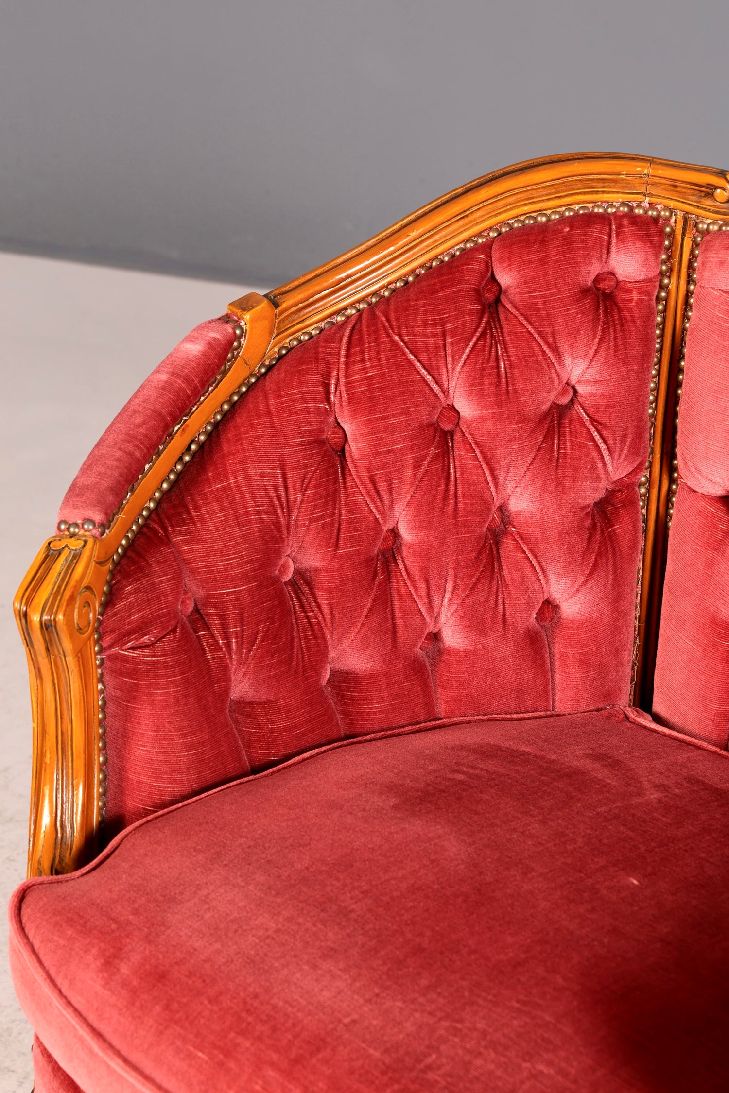 G065 Finish cm Edler Chippendale Armlehnsessel Barock Stil Sessel Armchair Samt Stoff Sessel