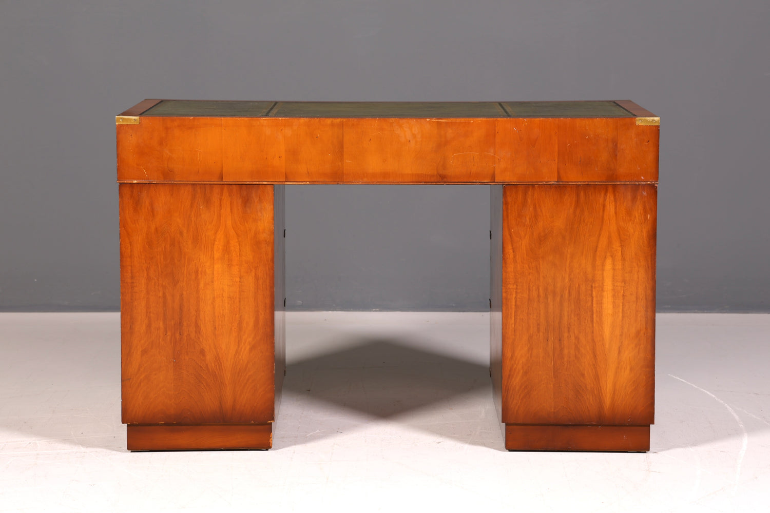 Edler Maritimer Schreibtisch Englisch Military Chest Bürotisch Echt Lederauflage Office Table