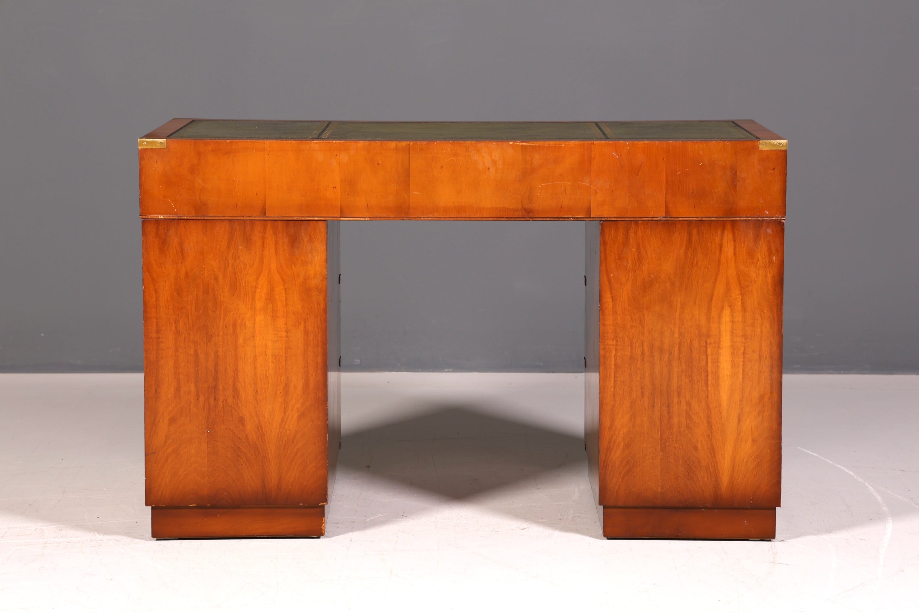 Edler Maritimer Schreibtisch Englisch Military Chest Bürotisch Echt Lederauflage Office Table