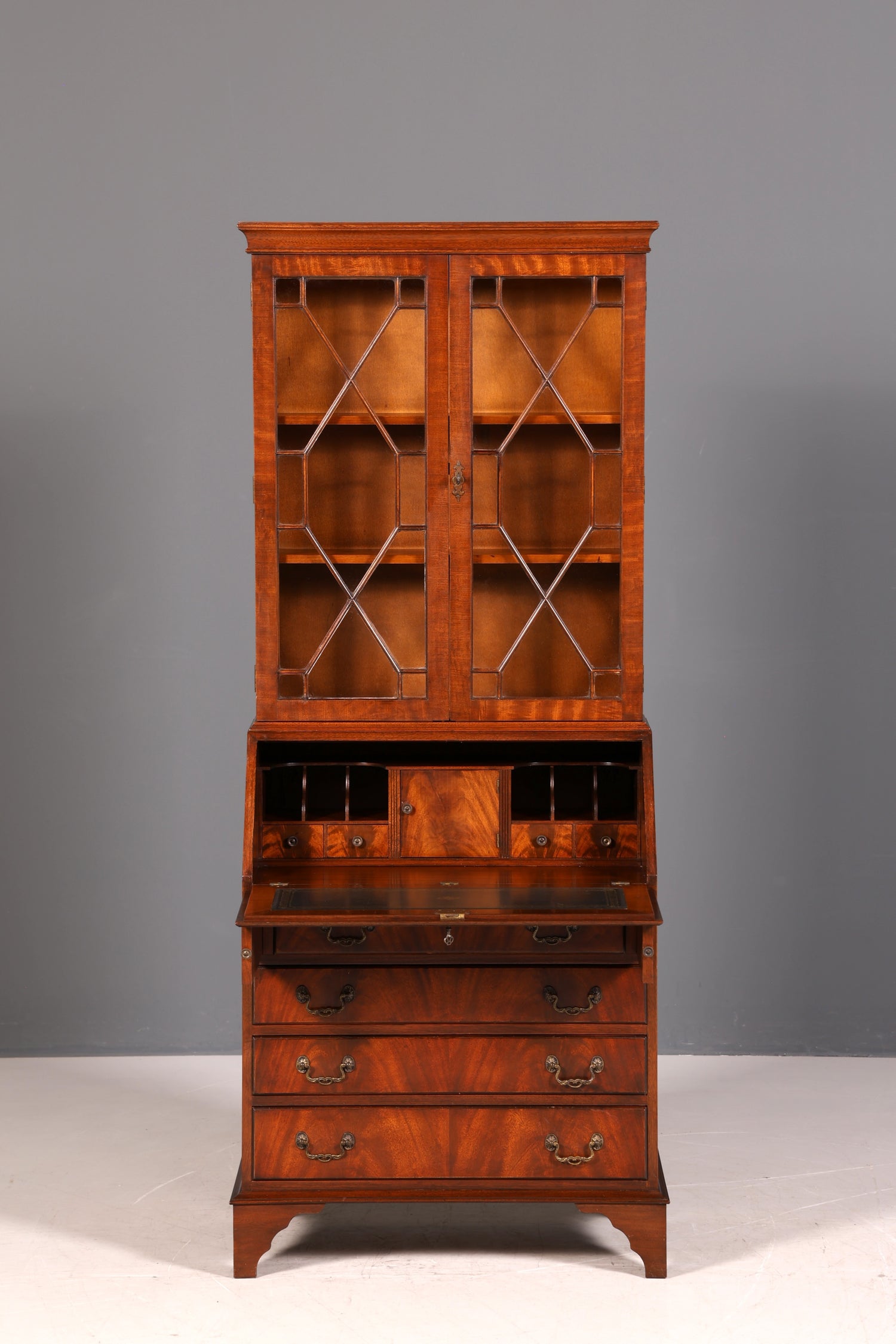 G394 Finish cm Wunderschöner Englischer Sekretär Büro Aufsatzsekretär Antik 60S Vitrinen Schrank UK (Kopie)