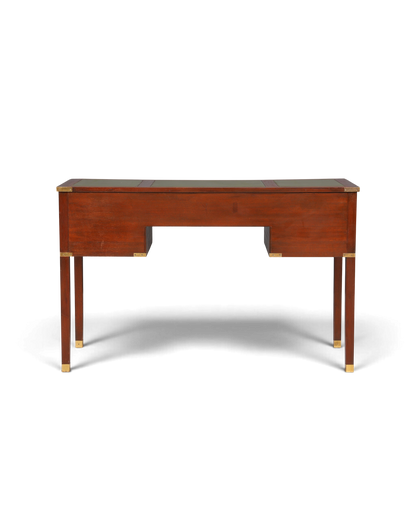 F945 Finish Edler Maritimer Schreibtisch Englischer Military Chest Bürotisch Office Table mit echt Lederauflage