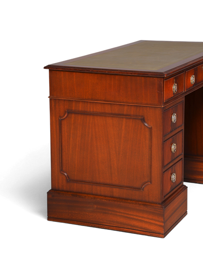 Wunderschöner Englischer Schreibtisch Mahagoni Bürotisch Englisch Desk Leder Auflage