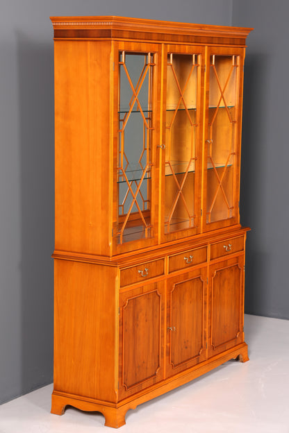 Wunderschöne Englische Vitrine Bücherschrank Buffet Antik Stil Englisch Eibe Glasvitrine Bibliothek