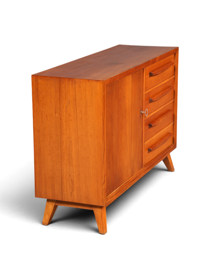 Hauptstadt Möblerei Mid Century Sideboard aus Echtholz mit Schubladen und Schranktür im Vintage 60er Jahre Design