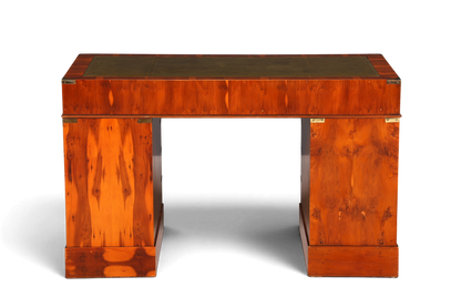 Hauptstadt Möblerei maritimer Military Chest Schreibtisch aus Holz mit grüner Lederauflage und Messingbeschlägen