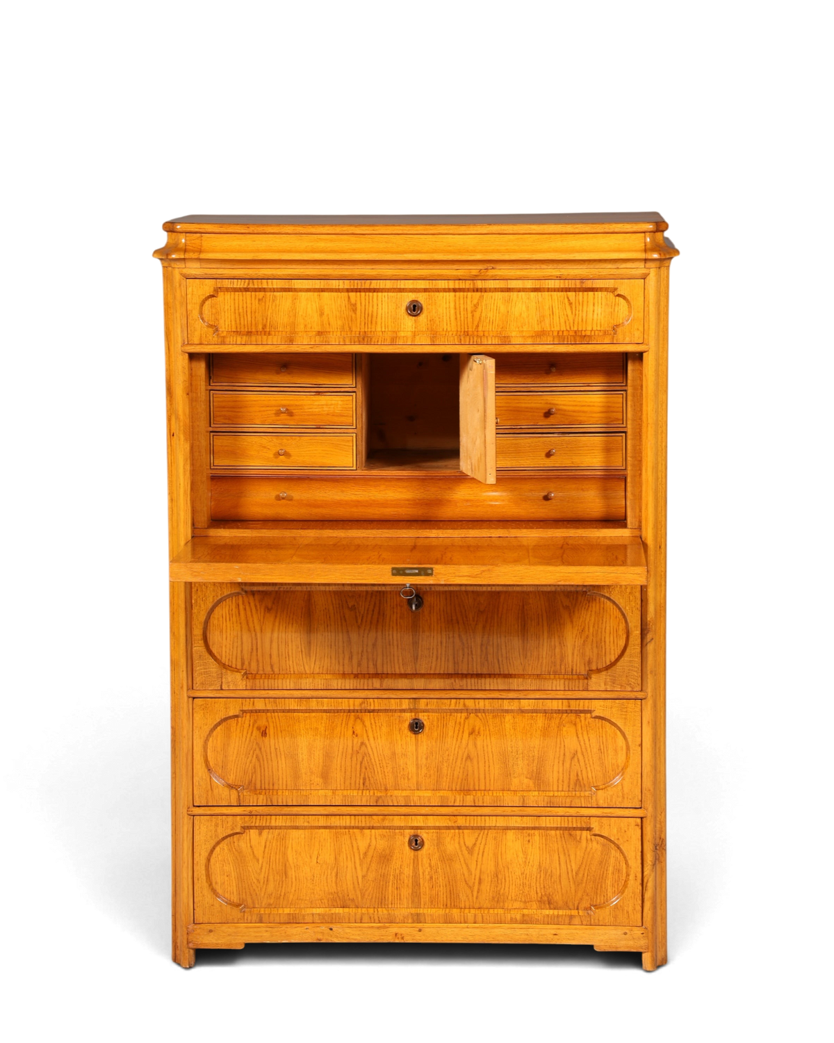 E893 Finish Stilvoller Biedermeier Sekretär Louis Philippe Vertiko Antik Kommode Schreibkommode Office Desk
