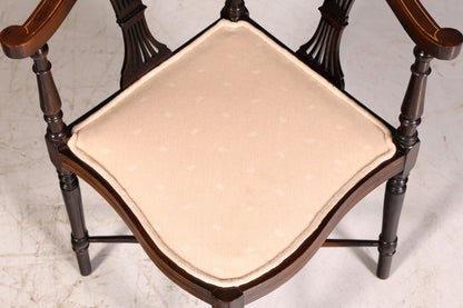 Wunderschöner Antiker Eckstuhl Corner Chair Englisch Edwardian Intarsien Armlehnstuhl Schreibtischstuhl Vintage 1 von 2