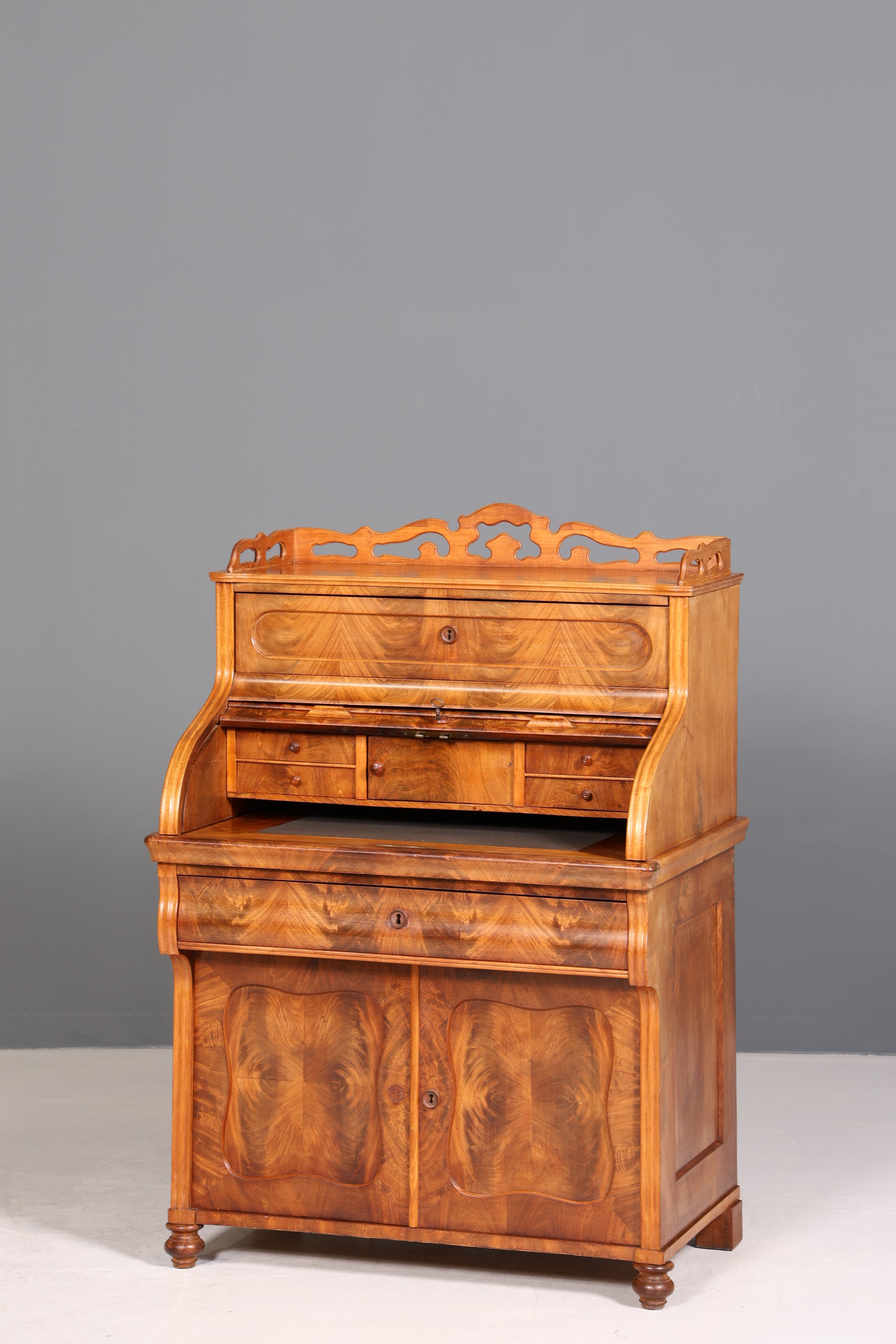 Beeindruckender Louis Philippe Sekretär Antik Rollladen Sekretär Schreibtisch Nussbaum Aufsatzsekretär