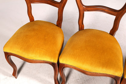 Edle 4x Louis Philippe Stühle Set um 1880 Antik Biedermeier Nussbaum Esszimmerstühle Polsterstühle Sekretär Stühle Vintage