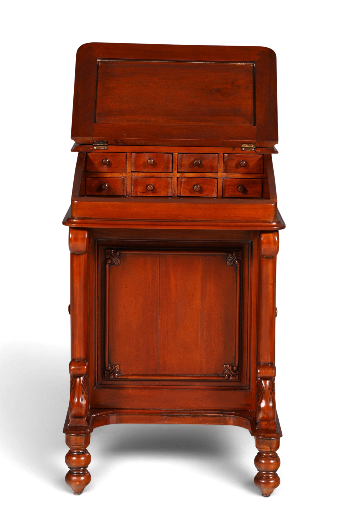 Hauptstadt Möblerei englischer Davenport Schreibtisch aus Holz mit Lederauflage und kleinen Schubladen im Vintage-Stil
