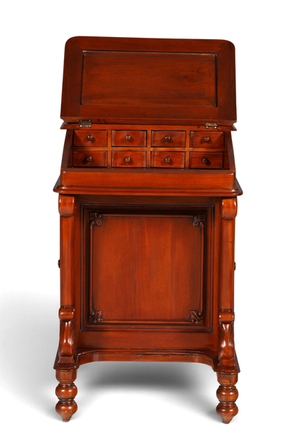 Hauptstadt Möblerei englischer Davenport Schreibtisch aus Holz mit Lederauflage und kleinen Schubladen im Vintage-Stil