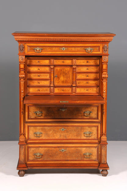 Beeindruckender Gründerzeit Sekretär Vertiko Highboard Louis Philippe Kommode um 1880