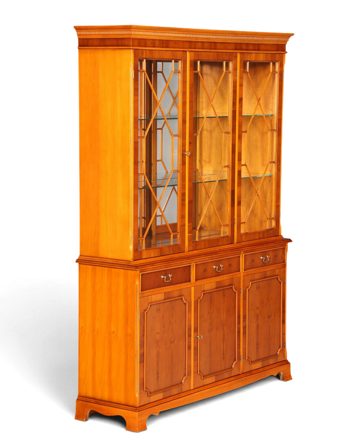 Hauptstadt Möblerei englische Vitrine aus Holz mit verglasten Türen, Innenbeleuchtung und höhenverstellbaren Regalen