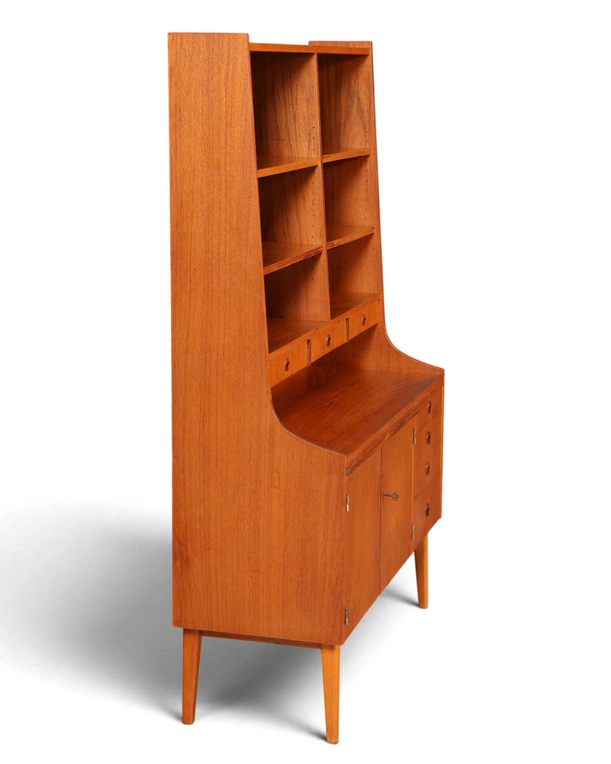 Hauptstadt Möblerei vintage Mid Century Highboard aus massivem Holz im skandinavischen Design mit offenen Regalen
