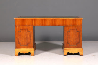 Wunderschöner Englischer Schreibtisch Eibe Echt Lederauflage Antik Stil Bürotisch Desk Office Schreibtisch Vintage