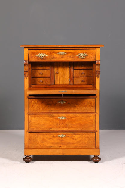 Edler Gründerzeit Sekretär Vertiko Highboard Louis Philippe Kommode Antik um 1880 Schreibsekretär