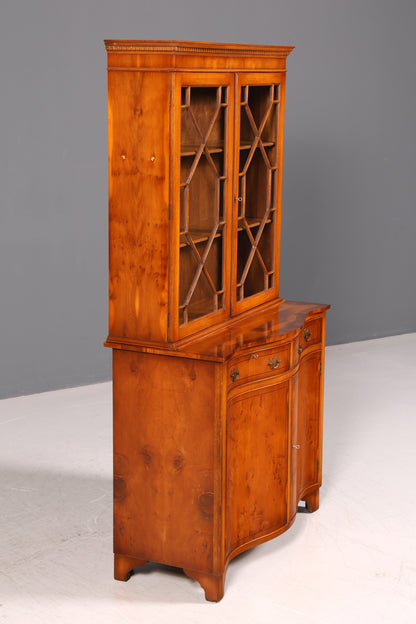 Wunderschöne Englische Vitrine Bücherschrank Eibe Aufsatzschrank Glasvitrine Buffet Sideboard Bibliothek