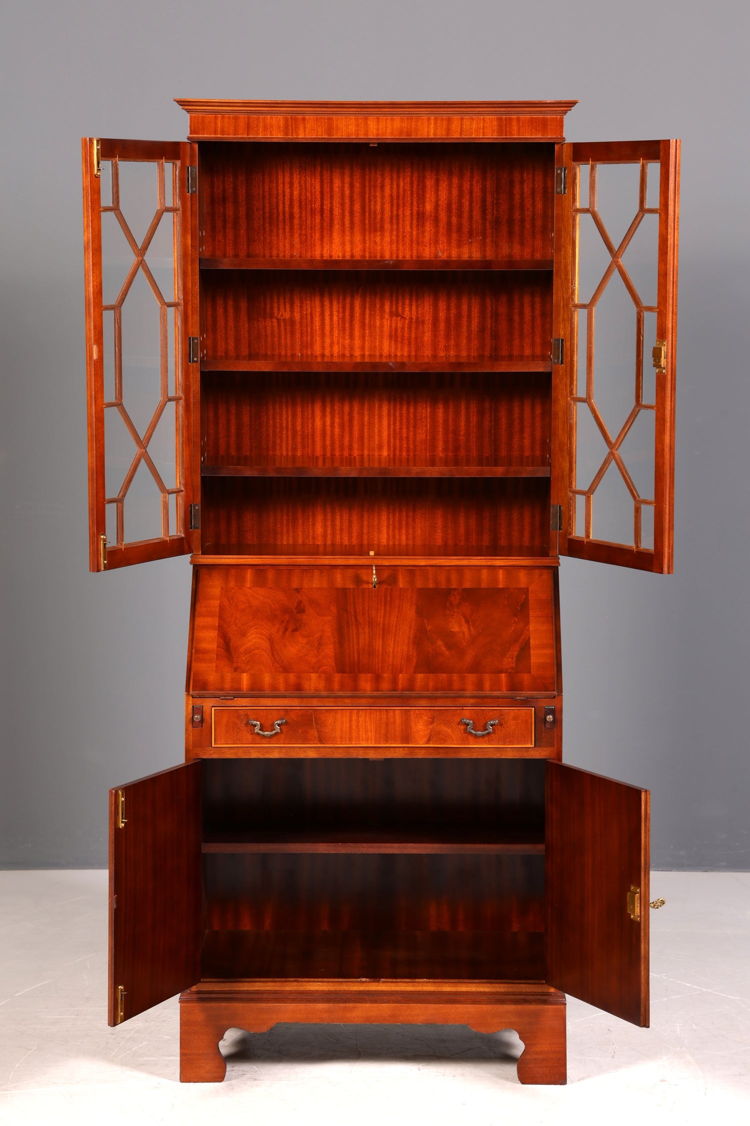 G401 Finish cm Wunderschöner Englischer Sekretär Büro Aufsatzsekretär Antik 60S Vitrinen Schrank UK (Kopie)