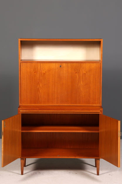 Wunderschöner Mid Century Schrank Bücherregal Vintage Sekretär Highboard Holz Regal