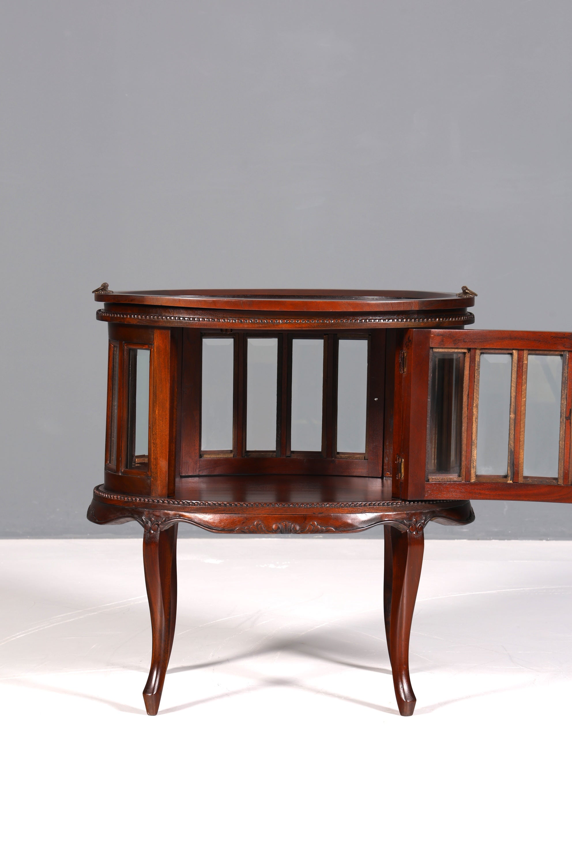 Beautiful, delicate Chippendale bar cabinet, real wood tea cabinet in Art Nouveau style, display cabinet