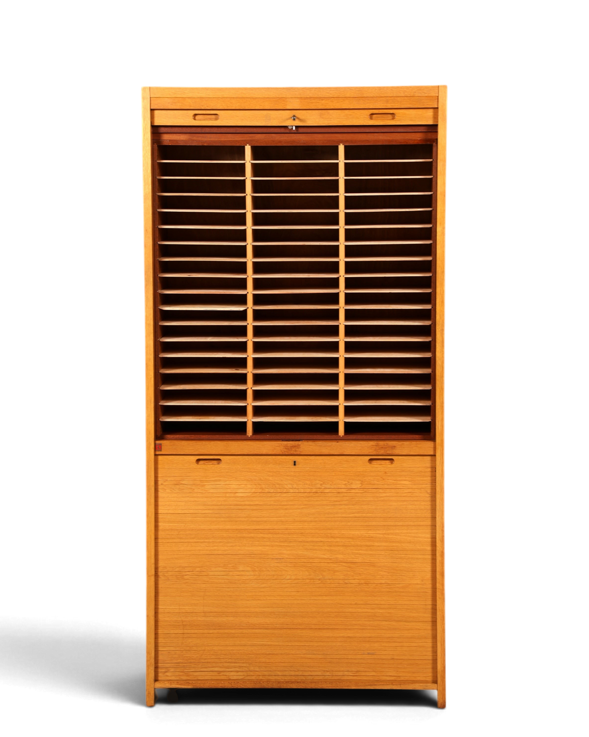 Schlichter Mid Century Rollladenschrank Bauhaus Vintage Apothekerschrank Art Deco Büro Aktenschrank
