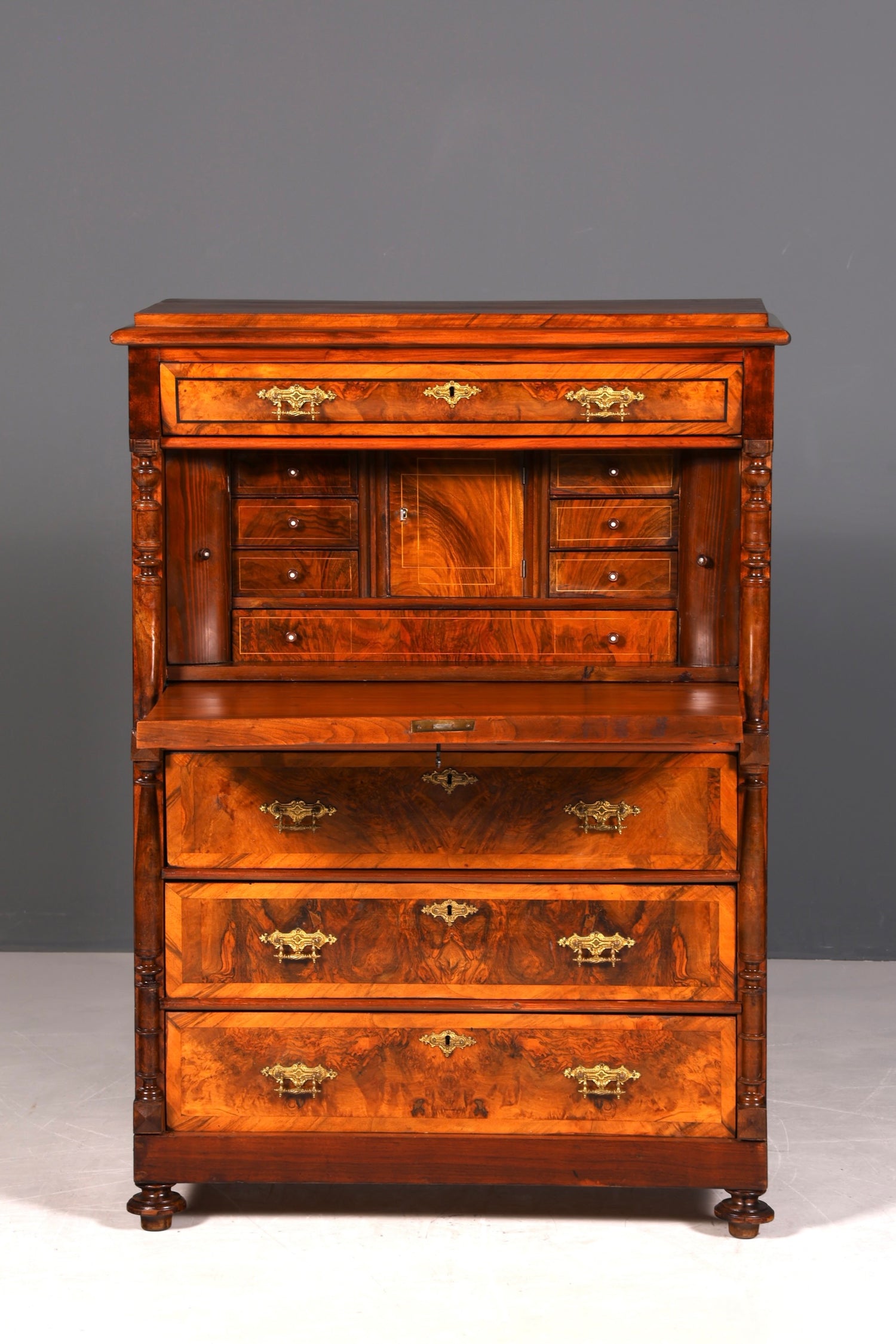 Wunderschöner Gründerzeit Sekretär Vertiko Highboard Louis Philippe Kommode Sekretär Schrank um 1880