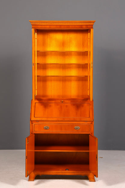 G581 Finish Stilvoller Englischer Sekretär Original Heldense Büro Aufsatzsekretär Eibe Antik 60S Vitrinen Schrank UK (Kopie)