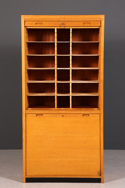 Schlichter Mid Century Rollladenschrank Bauhaus Apothekerschrank Art Deco Büro Aktenschrank