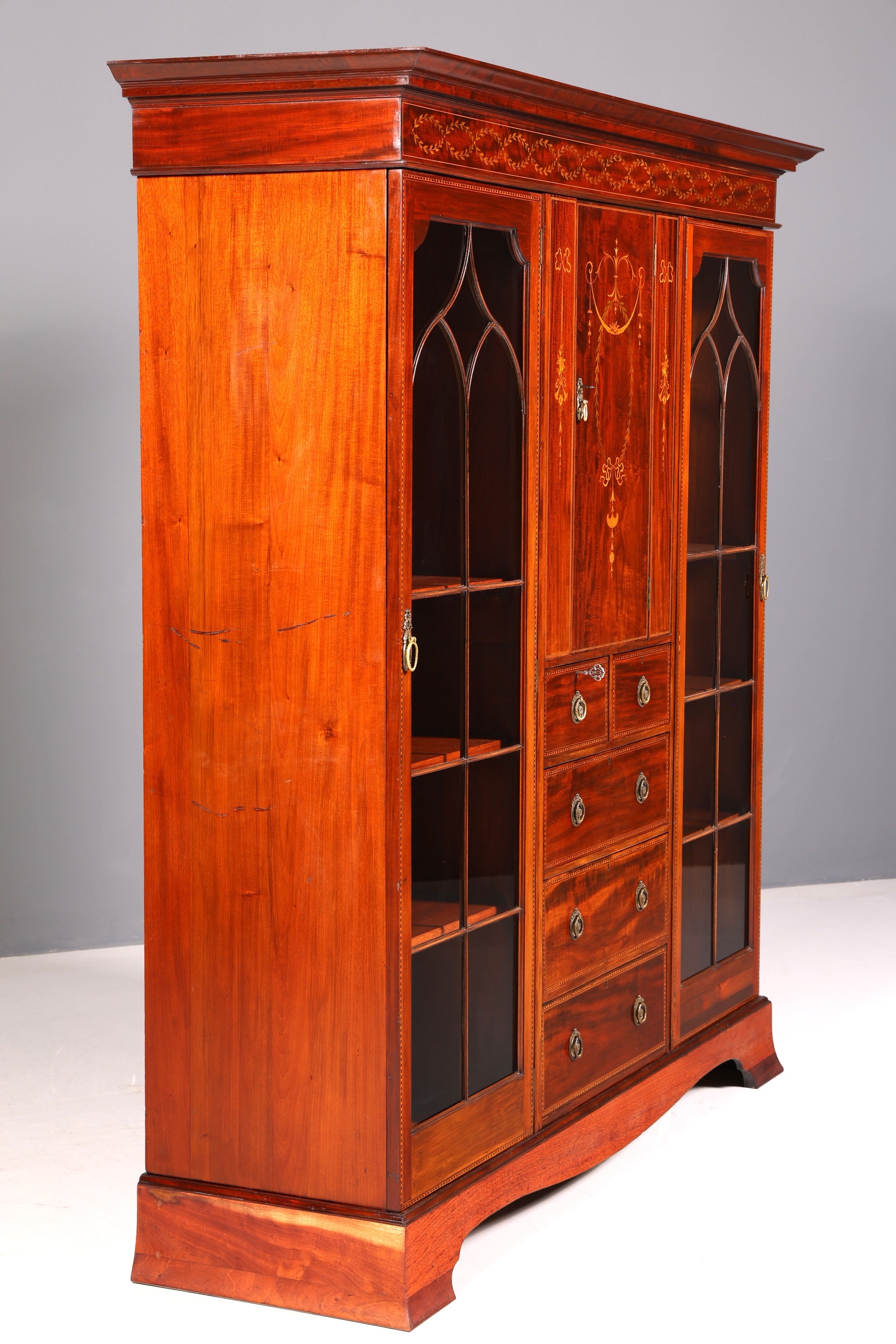 Wunderschöne Englische XXL Vitrine Bibliothek Bücherschrank UK Buffet Schrank Antik