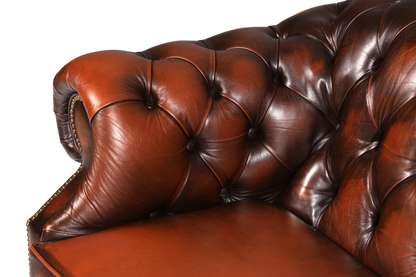 Hauptstadt Möblerei Chesterfield Centurion 3-Sitzer Sofa aus braunem Echtleder mit klassischer Knopfheftung