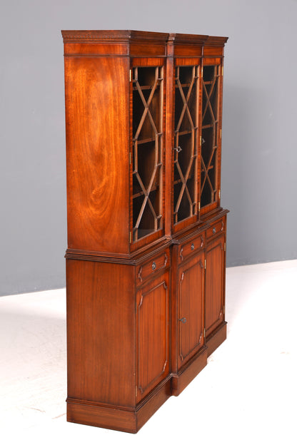 Beeindruckende Englische Vitrine Mahagoni Bibliothek Bücherschrank Glasvitrine Buffet Schrank Antik Vintage