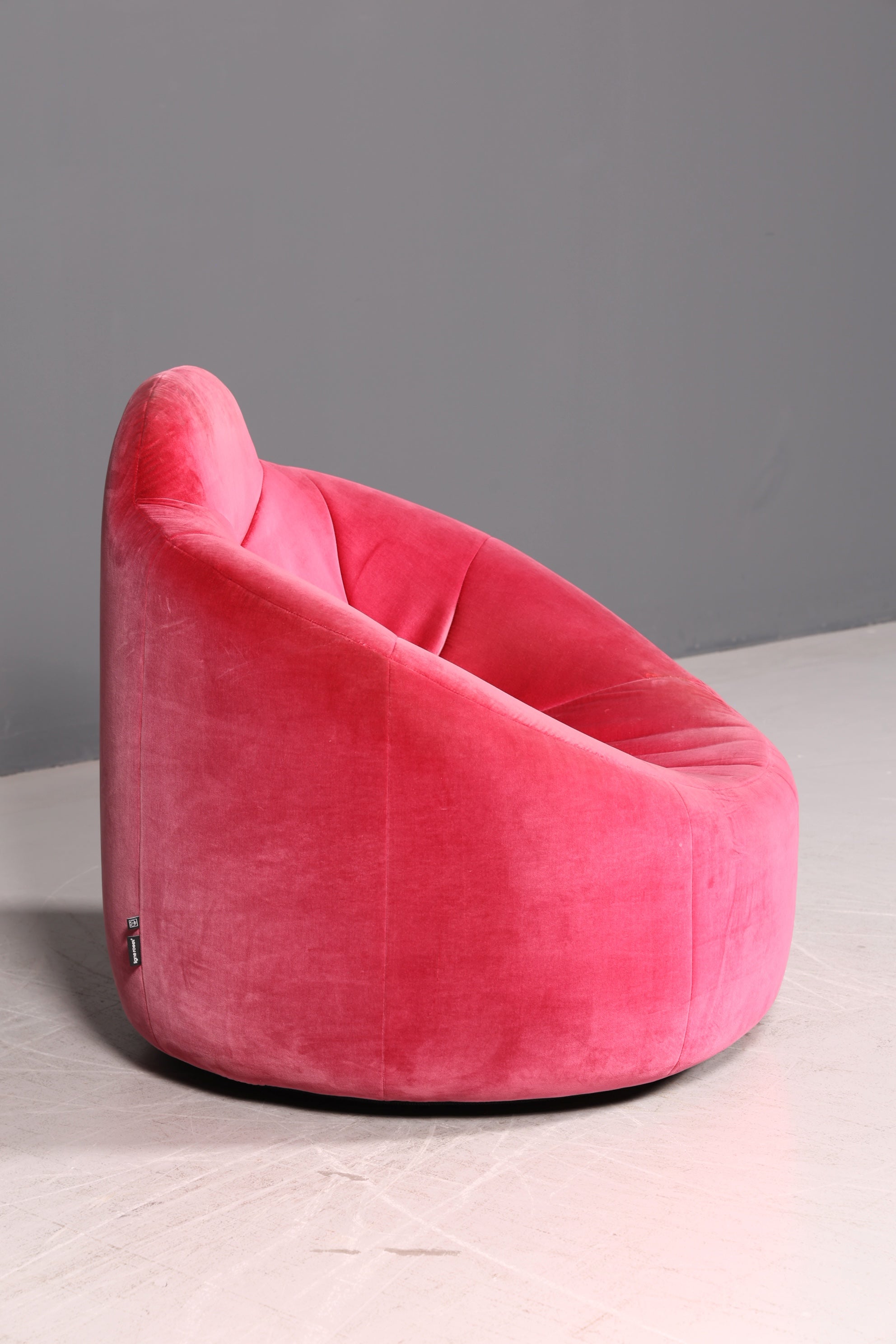 Noble Ligne Roset Pumpkin Armchair with Ottoman Pink Velvet Designer Lounge Chair Pierre Paulin Pouf Vintage