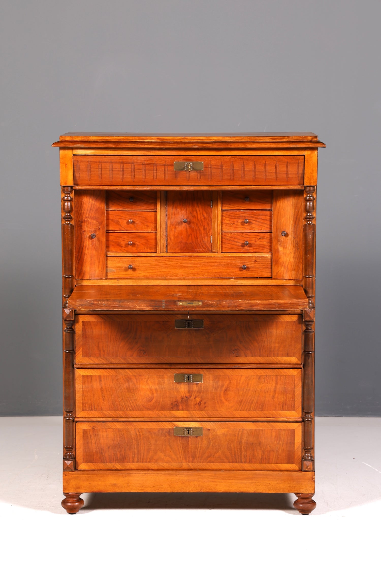 Edler Gründerzeit Sekretär Vertiko Highboard Louis Philippe Kommode Antik um 1880 Schreibsekretär