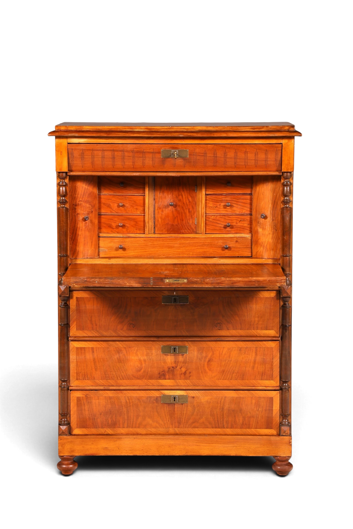 Hauptstadt Möblerei Gründerzeit Sekretär aus massivem Holz im Louis Philippe Stil mit Schubladen und Schreibklappe