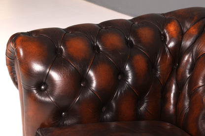 Edles Original Chesterfield Sofa 2-Sitzer Couch Echt Leder Englisch Antik Polstersofa