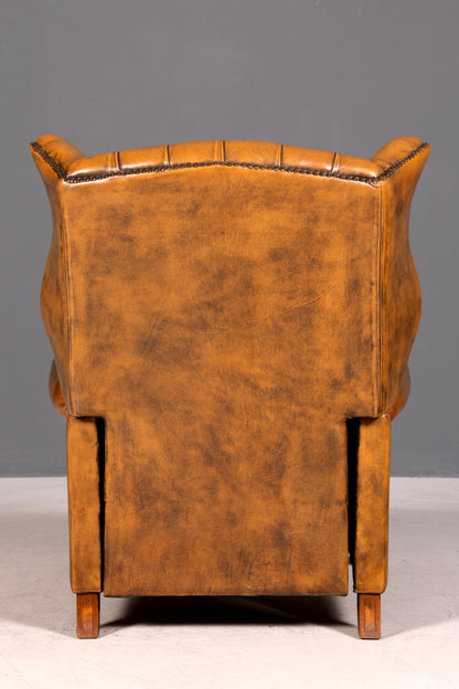 Edler Original Chesterfield Ohrenbacken Sessel Englisch Leder Herrensessel UK Armlehnsessel