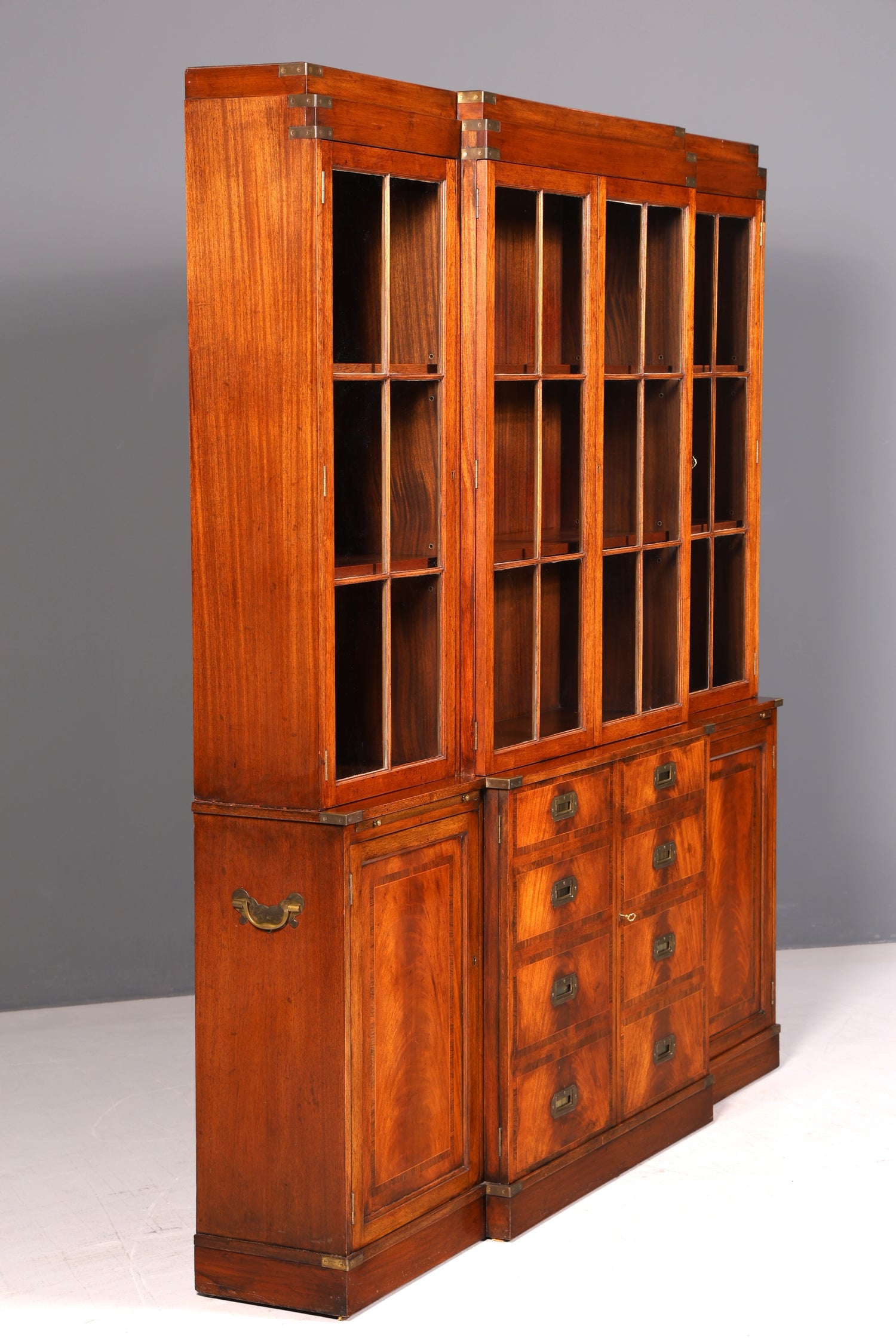 Wunderschöner Maritimer Vitrinenschrank Englisch Bibliothek Bücherschrank Buffet Antik Massiv Echt Holz Schrank UK Vintage