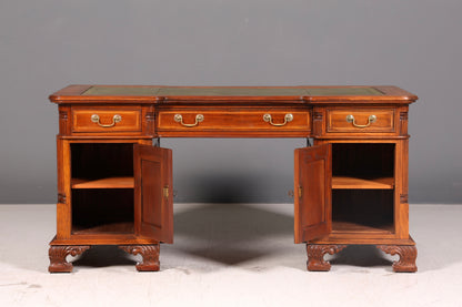 Wunderschöner Englischer Schreibtisch echt Lederauflage Bürotisch Office Desk Antik Vintage