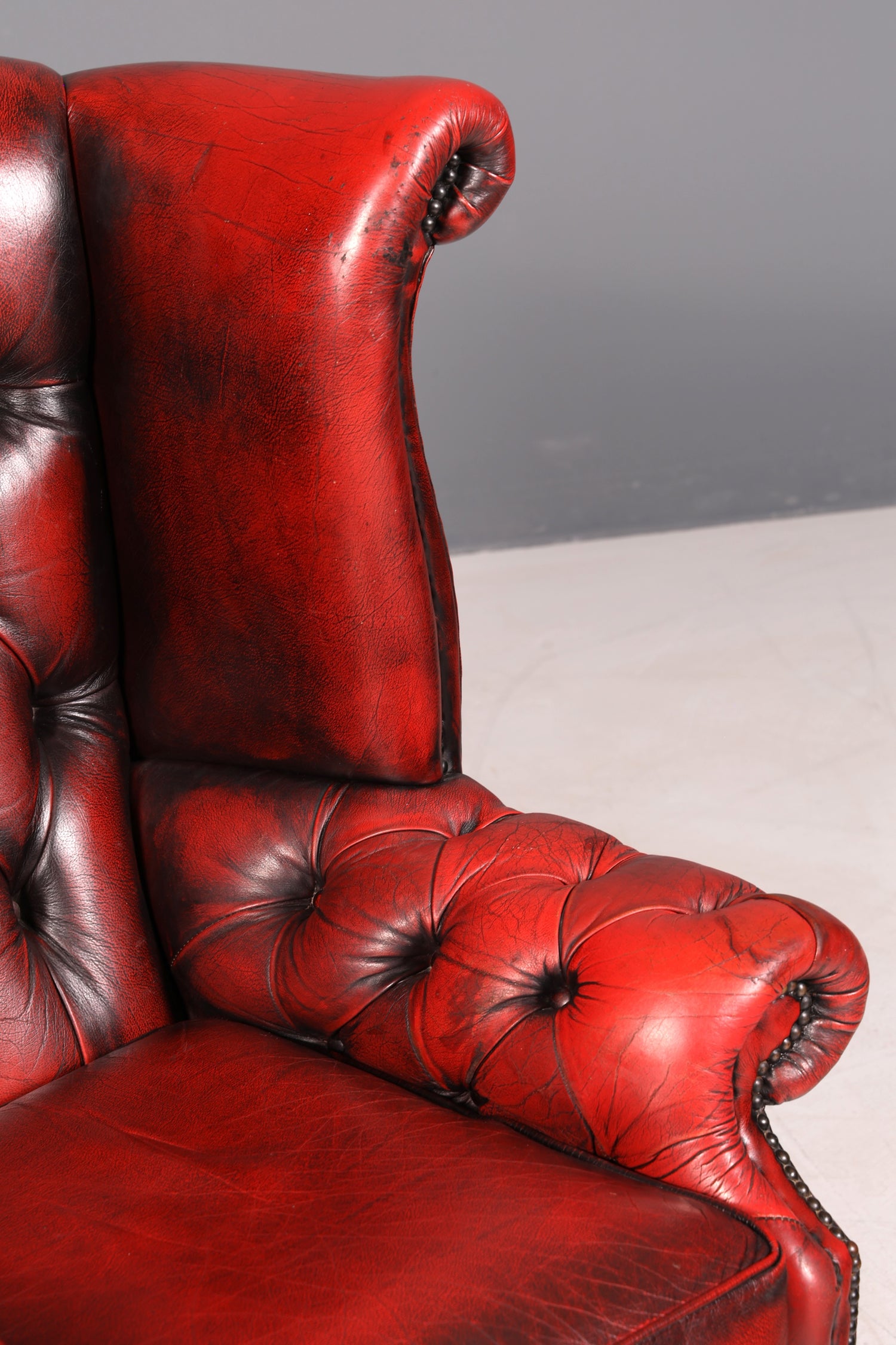 Original Chesterfield Ohrenbacken Sessel Queen Anne Englisch Oxblood Leder Herrensessel UK Armlehnsessel 2 von 2
