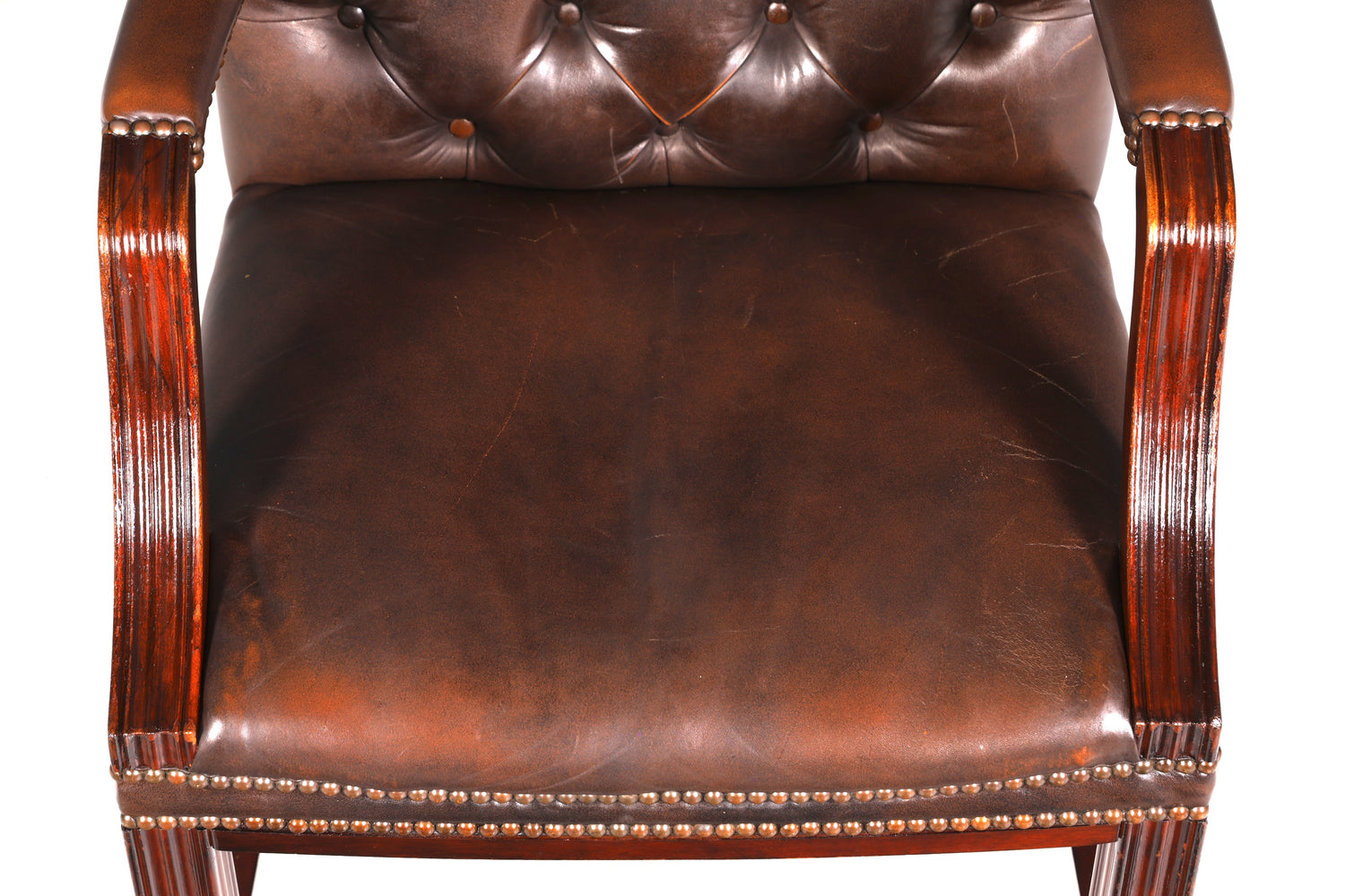 Stilvoller Original Chesterfield Stuhl Englischer Armlehnstuhl Englisch Sekretär Stuhl echt Leder Bürostuhl