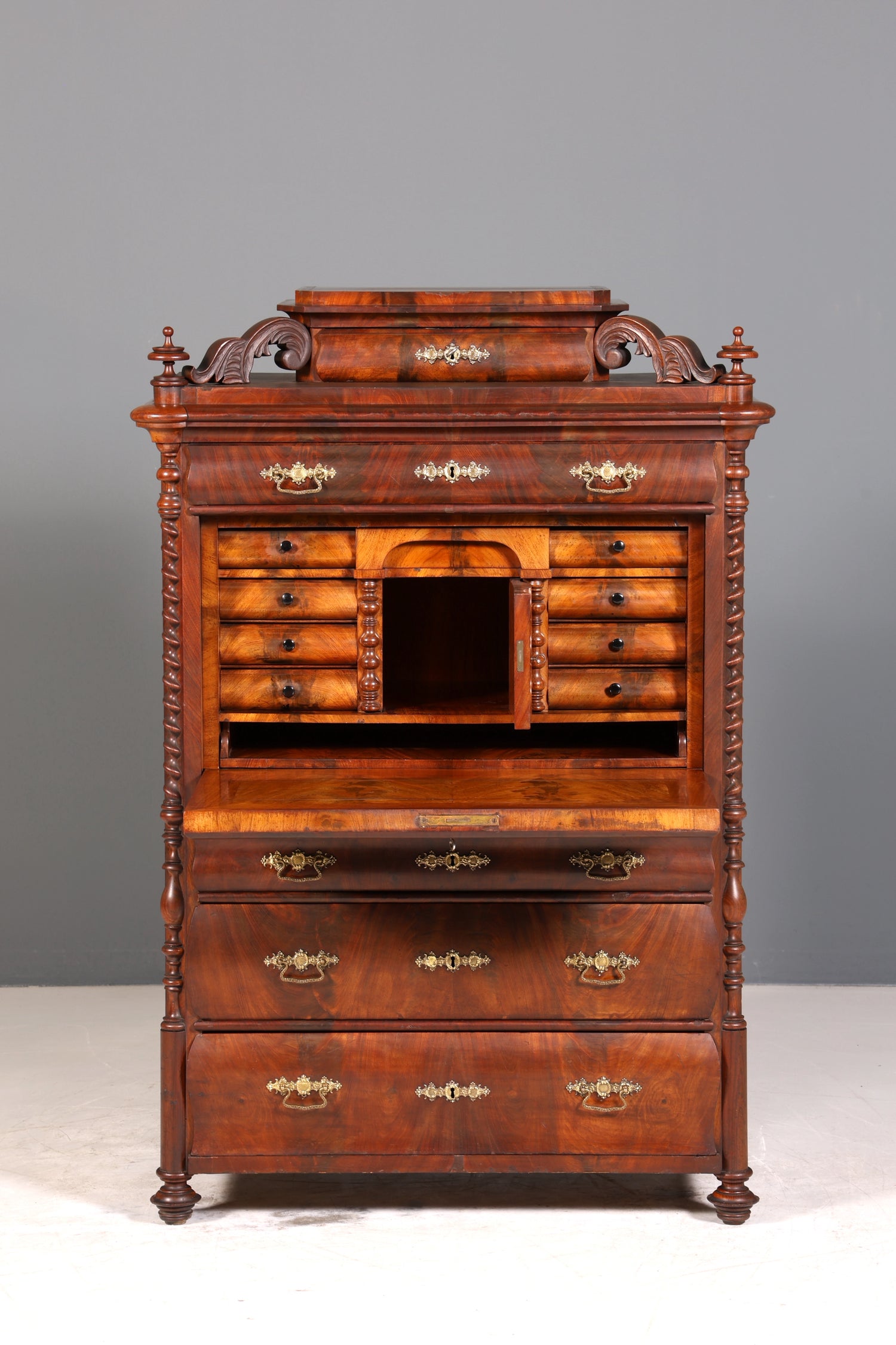 Edler Louis Philippe Sekretär Antik Biedermeier Vertiko Highboard Antik Schreibtisch Kommode