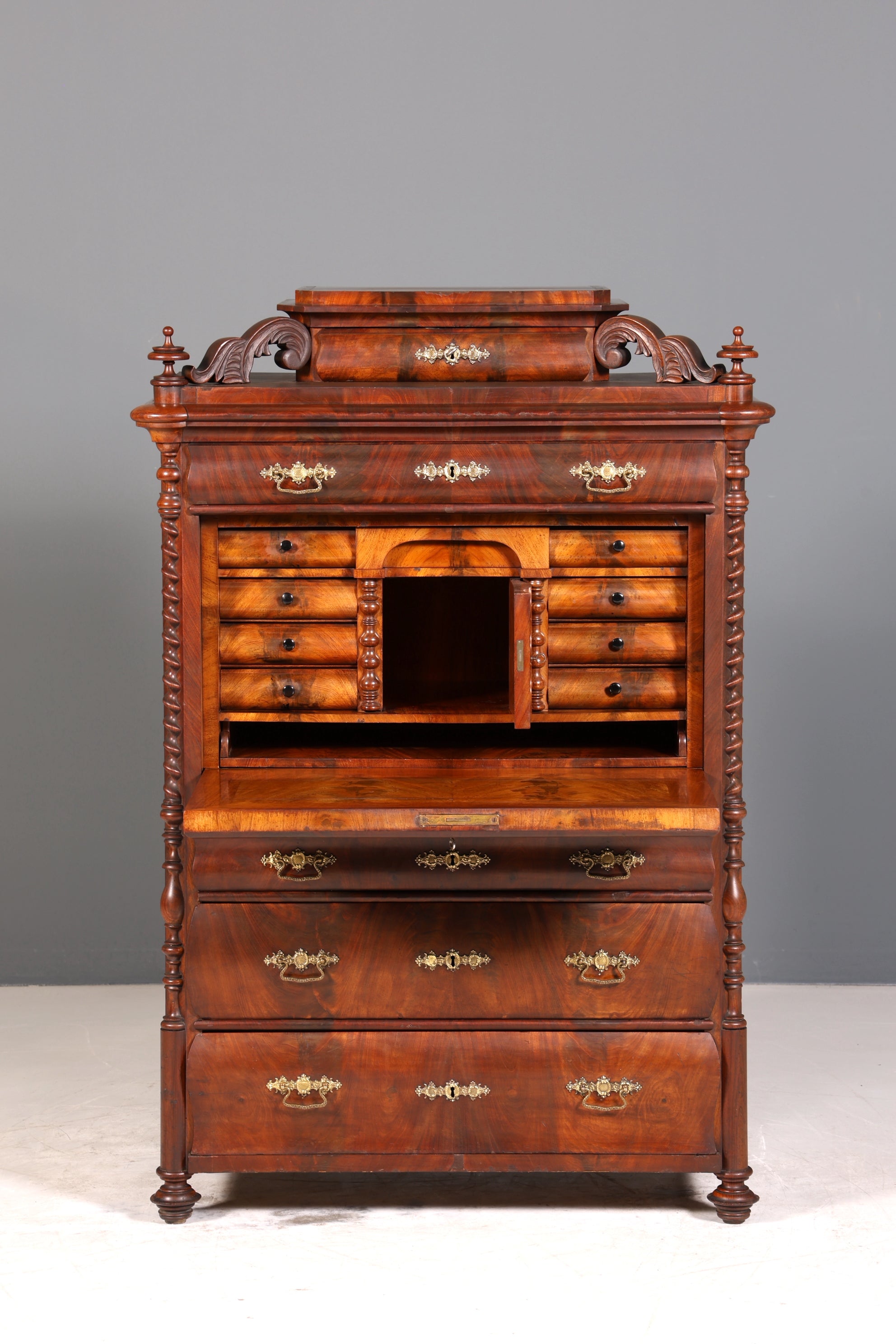 Edler Louis Philippe Sekretär Antik Biedermeier Vertiko Highboard Antik Schreibtisch Kommode