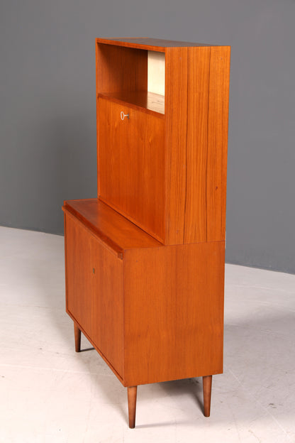 Wunderschöner Mid Century Schrank Bücherregal Vintage Sekretär Highboard Holz Regal