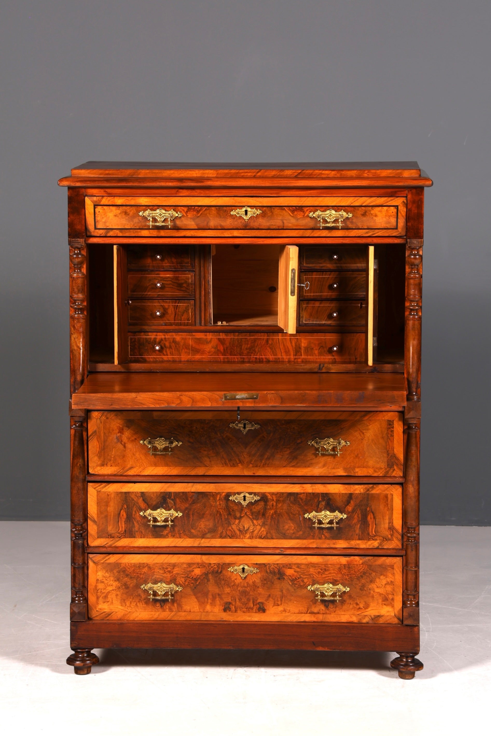 Wunderschöner Gründerzeit Sekretär Vertiko Highboard Louis Philippe Kommode Sekretär Schrank um 1880