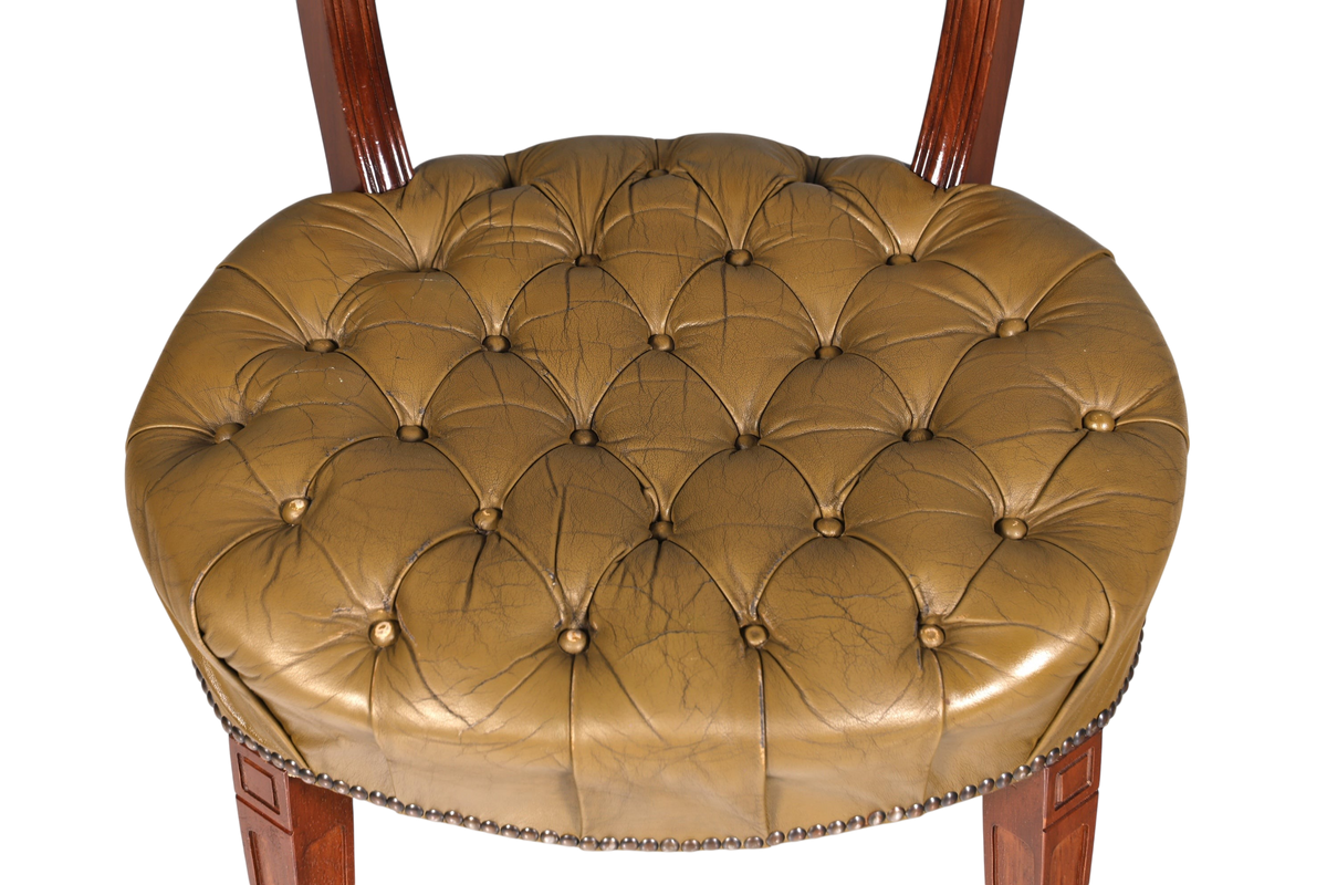 Wunderschöner Chesterfield Stuhl Anno Dom Sekretär Stuhl Englisch echt Leder Küchenstuhl 4 von 4