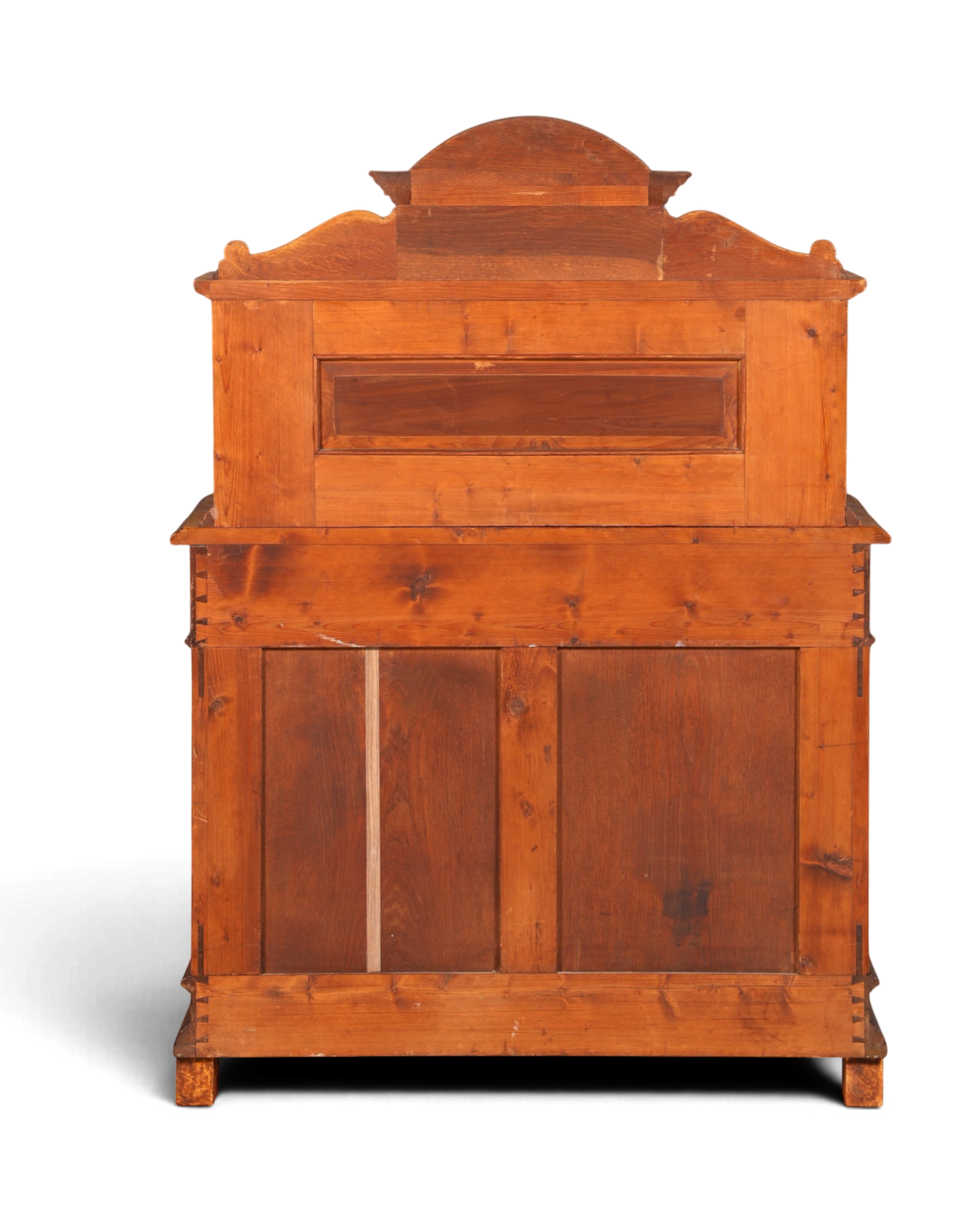 Hauptstadt Möblerei antikes Gründerzeit Buffet aus massiver Eiche, Rückansicht des historischen Holzmöbels um 1890.