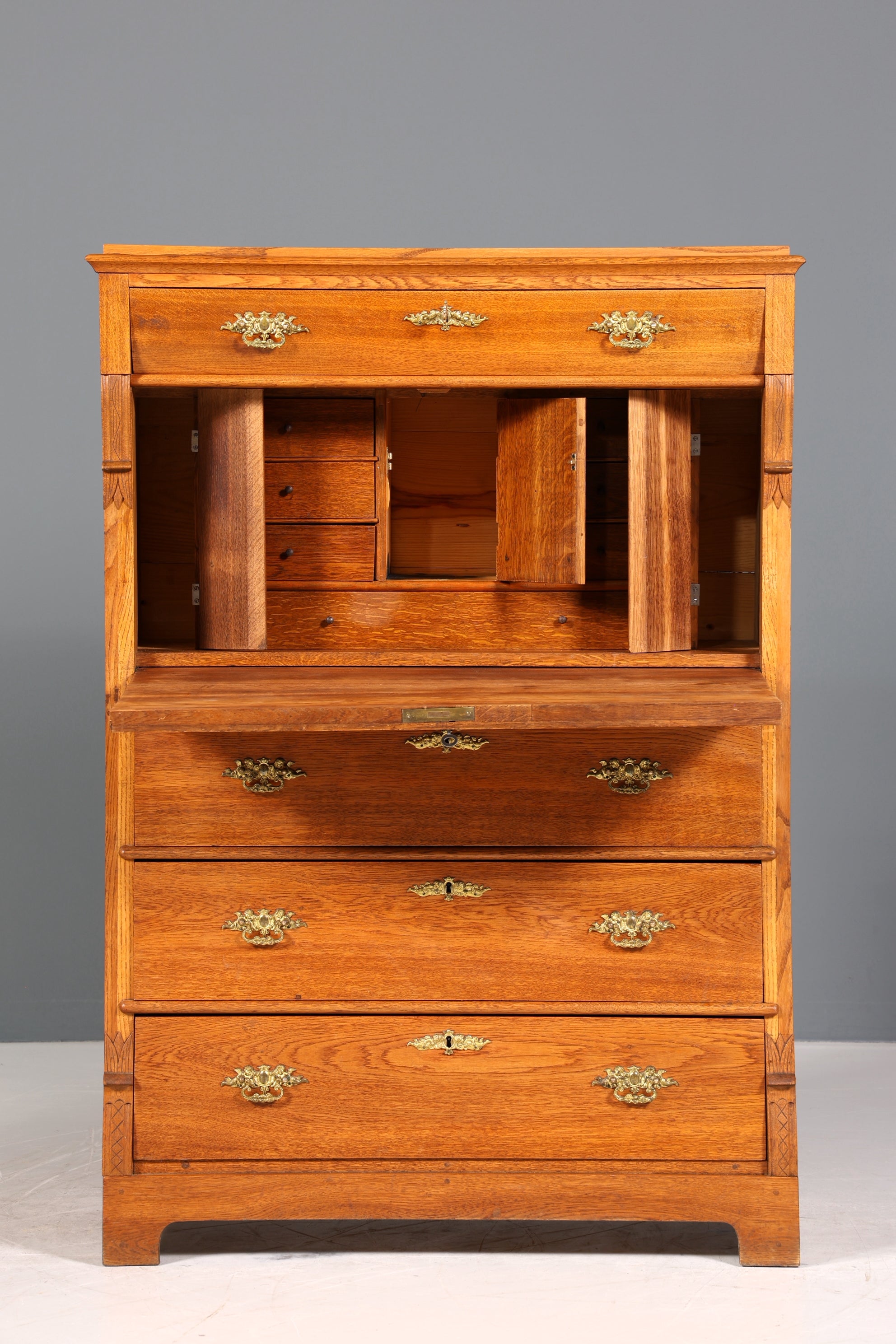 Edler Louis Philippe Sekretär um 1880 Gründerzeit Antik Schrank Chiffoniere Highboard