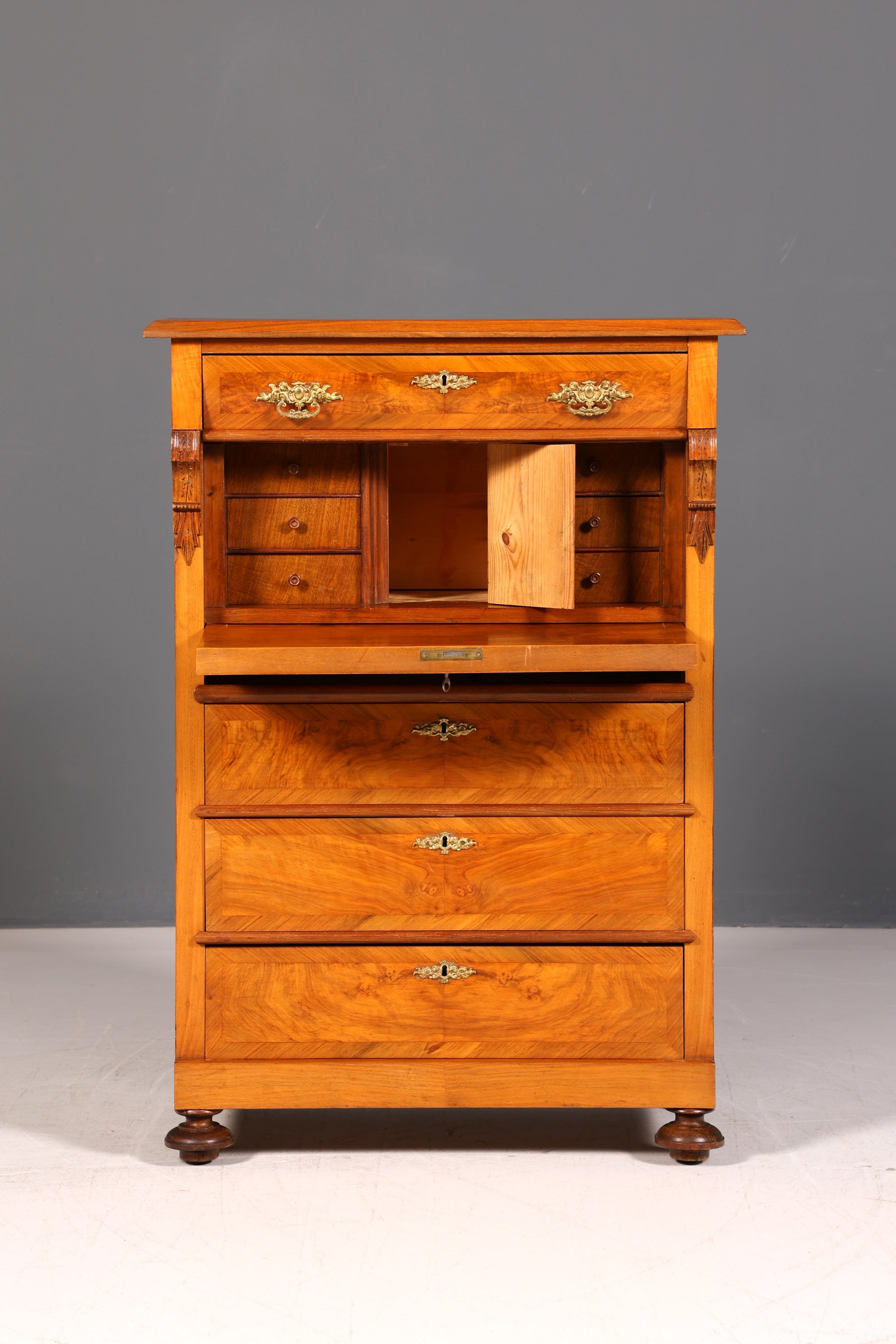 Edler Gründerzeit Sekretär Vertiko Highboard Louis Philippe Kommode Antik um 1880 Schreibsekretär