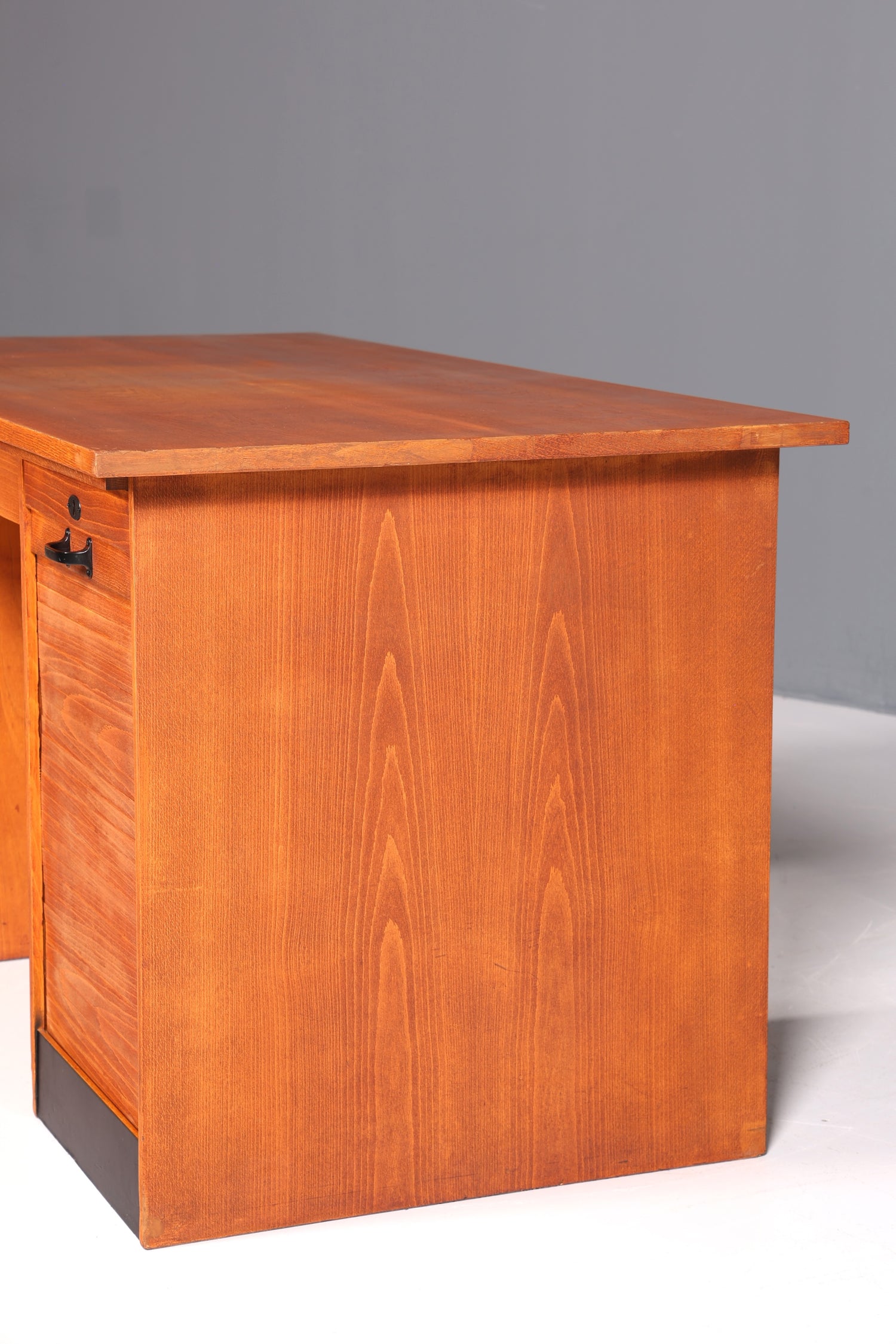 Beautiful Bauhaus-style roll-top desk, mid-century modern, real wood office table